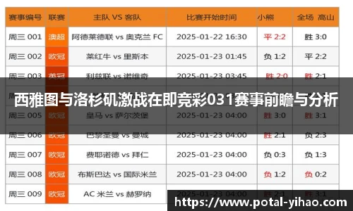 西雅图与洛杉矶激战在即竞彩031赛事前瞻与分析